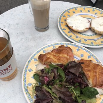 Caffe Greco - Turkey croissant sandwich, bagel w cream cheese, hot apple cider, and latte. - Coffee & Tea Near Me - San Francisco, California Caffe Greco - Turkey croissant sandwich, bagel w cream cheese, hot apple cider, and latte. - Coffee & Tea Near Me - San Francisco, California
