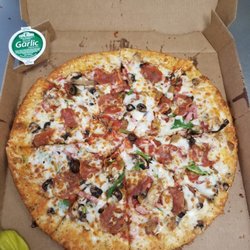 Papa Johns Pizza - The Works with garlic parmesan crust