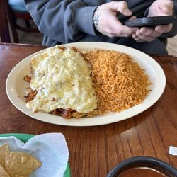 Tequila Restaurant - Chicken, rice and cheese with tortillas.