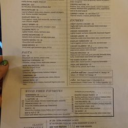 Mattone Restaurant & Bar - Dinner menu