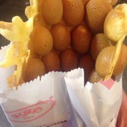 Egg waffle...more on the well done side Egg waffle...more on the well done side