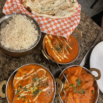 Zyka - Paneer Makhani, Navratan Korma, butter chicken with coconut rice and garlic naan - Indian Near Me - Banff, Alberta Zyka - Paneer Makhani, Navratan Korma, butter chicken with coconut rice and garlic naan - Indian Near Me - Banff, Alberta