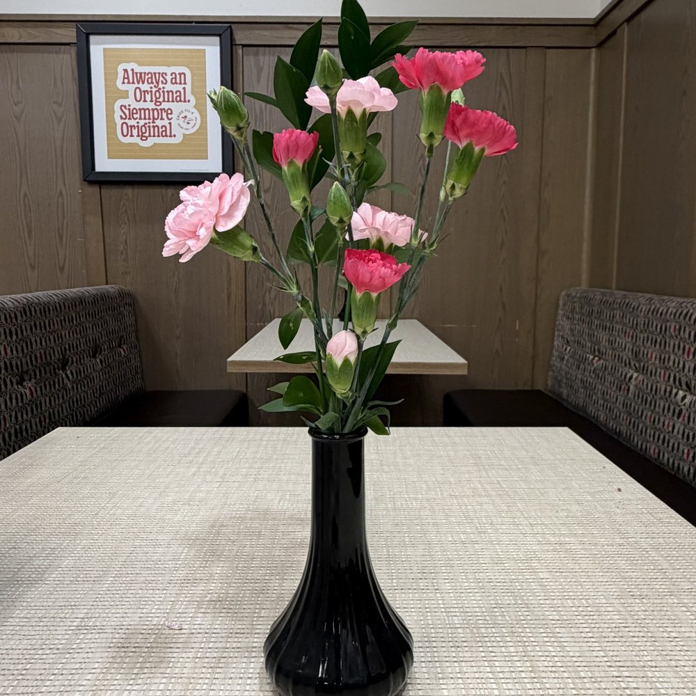 Chick-fil-A - Fresh Flower Centerpiece at each table - Fast Food Near Me - Fresno, California