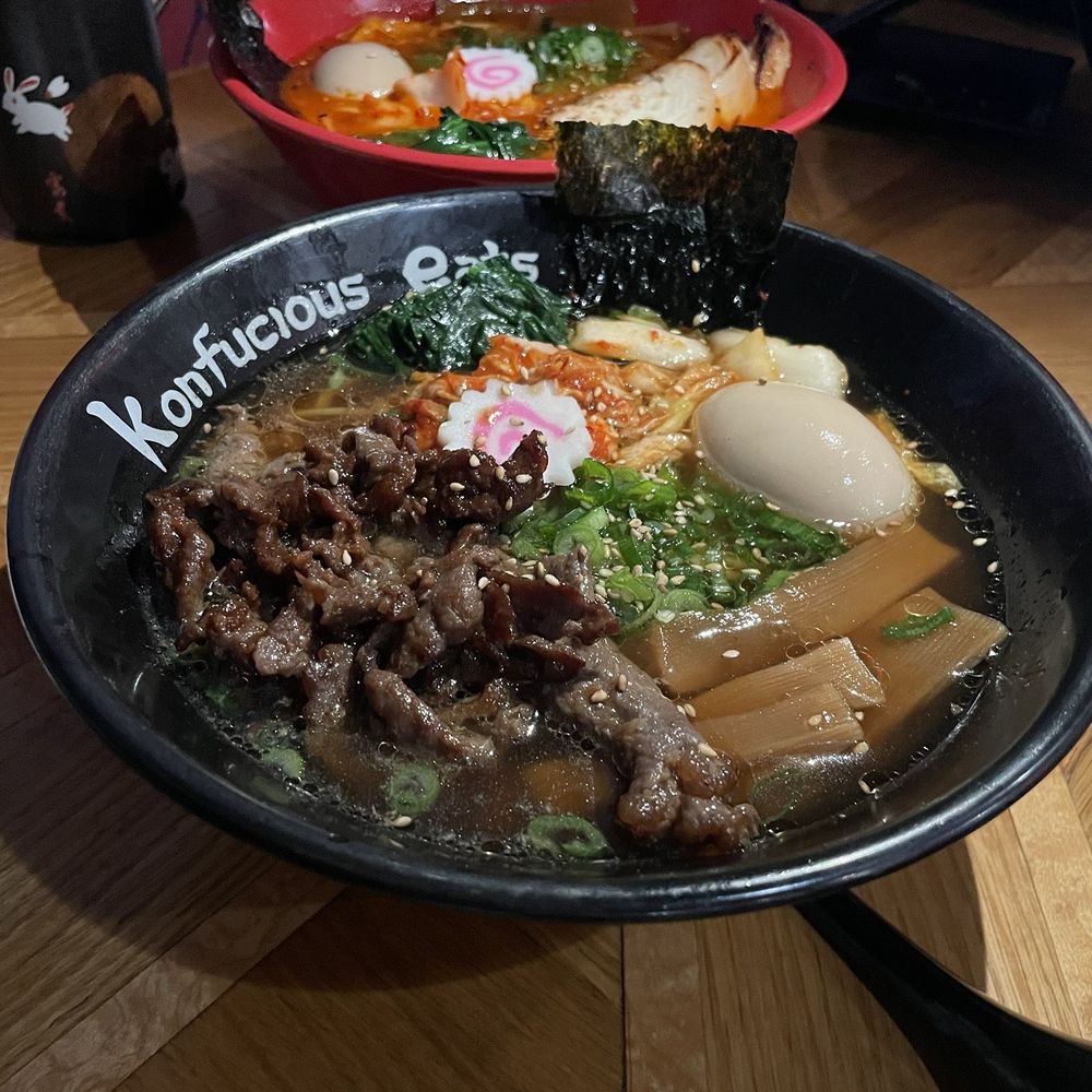 Bulgogi Ramen in front & Kimchi Butter Ramen in back Bulgogi Ramen in front & Kimchi Butter Ramen in back
