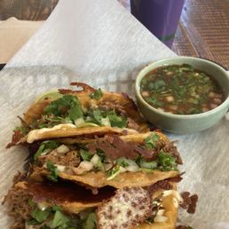 Taco special and a horchata. Taco special and a horchata.