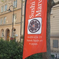 Sushi Bar Maru - Look for this flag when you get out of Karlaplan station