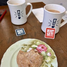 Ginger cookie and drip coffee. Delicious!  The cookies are thick, soft and a perfect brunch treat.