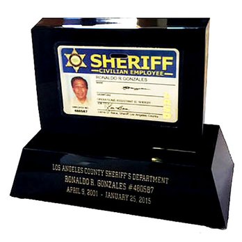 Crystal-Like Plastics - Id cards mounted on custom bases - Trophy Shops Near Me - Chatsworth, California