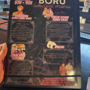 Boru Ramen - Limited Anime Week menu. So cool!! - Ramen Near Me - Baton Rouge, Louisiana Boru Ramen - Limited Anime Week menu. So cool!! - Ramen Near Me - Baton Rouge, Louisiana