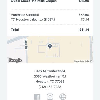 Lady M Cake Boutique - Receipt for 3 slices - Bakeries Near Me - Houston, Texas