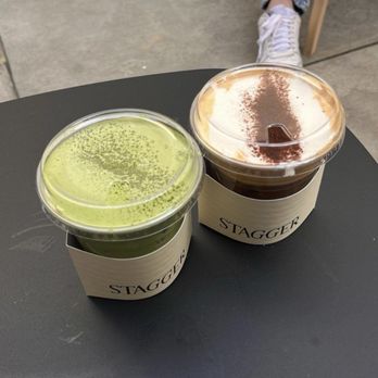 Stagger Coffee - double matcha & cream top - Coffee & Tea Near Me - Los Angeles, California Stagger Coffee - double matcha & cream top - Coffee & Tea Near Me - Los Angeles, California