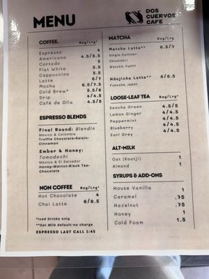Menu photo 5 Dos Cuervos cafe Los Angeles, CA