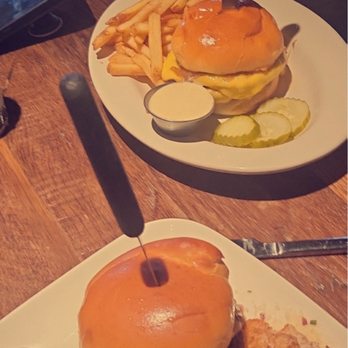 BD4: A Burger Joint - Birria burger with bacon Parmesan tater tots + BSB cheeseburger with fries - Burgers Near Me - Rockford, Illinois