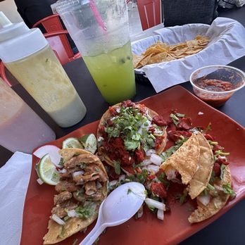 El Burro Veloz - 2 Al pastor tacos w/cheese, 1 crispy tripas taco, pepino agua fresca and chips and salsa - THE BEST! - Mexican Near Me - Antioch, California El Burro Veloz - 2 Al pastor tacos w/cheese, 1 crispy tripas taco, pepino agua fresca and chips and salsa - THE BEST! - Mexican Near Me - Antioch, California