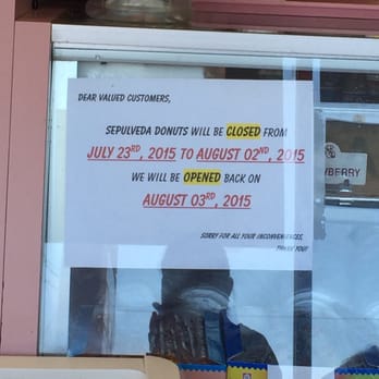 Sepulveda Donuts - Heads up! Closed for a week. - Donuts Near Me - Culver City, California Sepulveda Donuts - Heads up! Closed for a week. - Donuts Near Me - Culver City, California