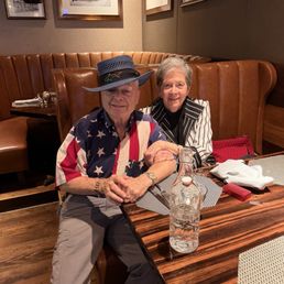 My beautiful bride and 58 years and myself sitting in the booth at the Roanoke restaurant My beautiful bride and 58 years and myself sitting in the booth at the Roanoke restaurant