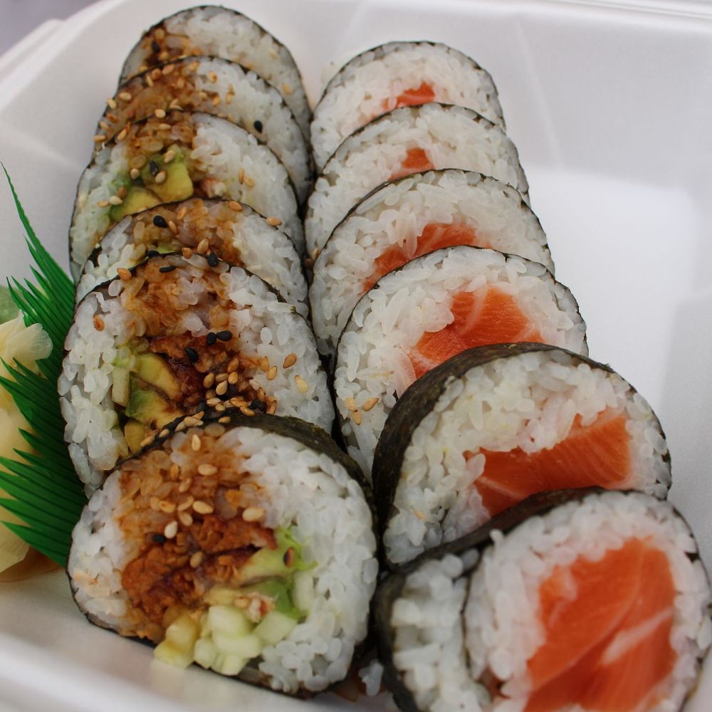 Kumi Ko - Our children's favorite roll!! Unagi roll and salmon roll~~ - Japanese Near Me - Compton, California Kumi Ko - Our children's favorite roll!! Unagi roll and salmon roll~~ - Japanese Near Me - Compton, California