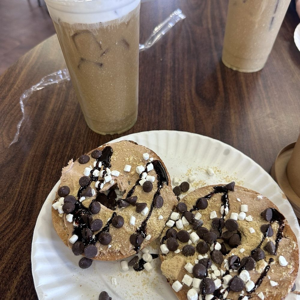 Smores bagel and apple crisp coffee