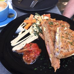 Bay Espresso - Ham and eggie sandwich, toasted. (And slightly bitten, before the photo)