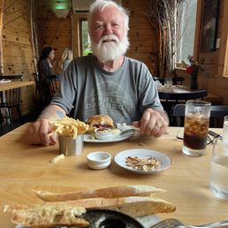 Dan with his burger & fries; pistachio leftovers; and, a few remaining escargot that were quickly eaten!