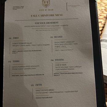 Cow By Bear - Winter menu - Steakhouses Near Me Cow By Bear - Winter menu - Steakhouses Near Me