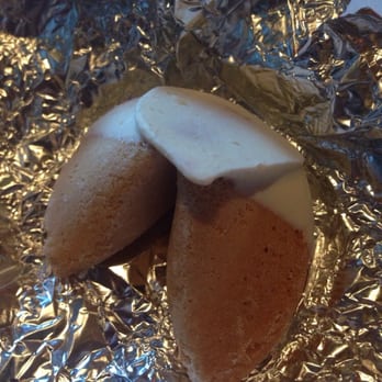 Panda Inn - Fortune cookie covered with white chocolate - Chinese Near Me - Pasadena, California