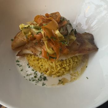 Blackfin Bistro - Snapper over coconut crema yellow rice and veggies... delish! - Seafood Near Me - Key West, Florida Blackfin Bistro - Snapper over coconut crema yellow rice and veggies... delish! - Seafood Near Me - Key West, Florida