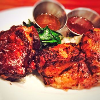 Copper Canyon Grill- Silver Spring - Rotisserie Chicken & Ribs Combo w/ Garlic Mash and Spinach! - American Near Me - Silver Spring, Maryland