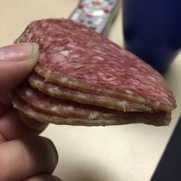 8.99 /lb Volpi Genoa Salami with brown edges because how long it has been sitting there 8.99 /lb Volpi Genoa Salami with brown edges because how long it has been sitting there