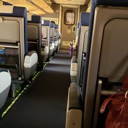 Amtrak - Inside the cab . Very roomy. 2 rows each side