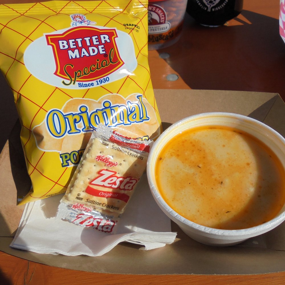 Smug Pug Truck - Old school potato chips and beer cheese soup with veggies. - Food Trucks Near Me Smug Pug Truck - Old school potato chips and beer cheese soup with veggies. - Food Trucks Near Me