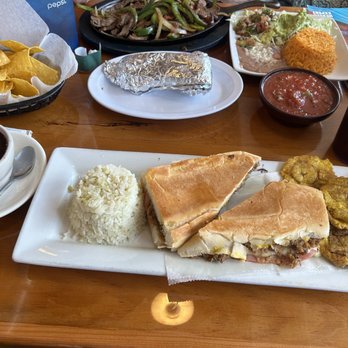 EL Ranchito Mexican Restaurant  - Steak Fajitas, and Sandwich Cubano with black beans, white rice and plantains - Cuban Near Me - Leesburg, Florida