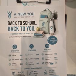 A New you Aesthetics and Weight Loss - Back to school specials