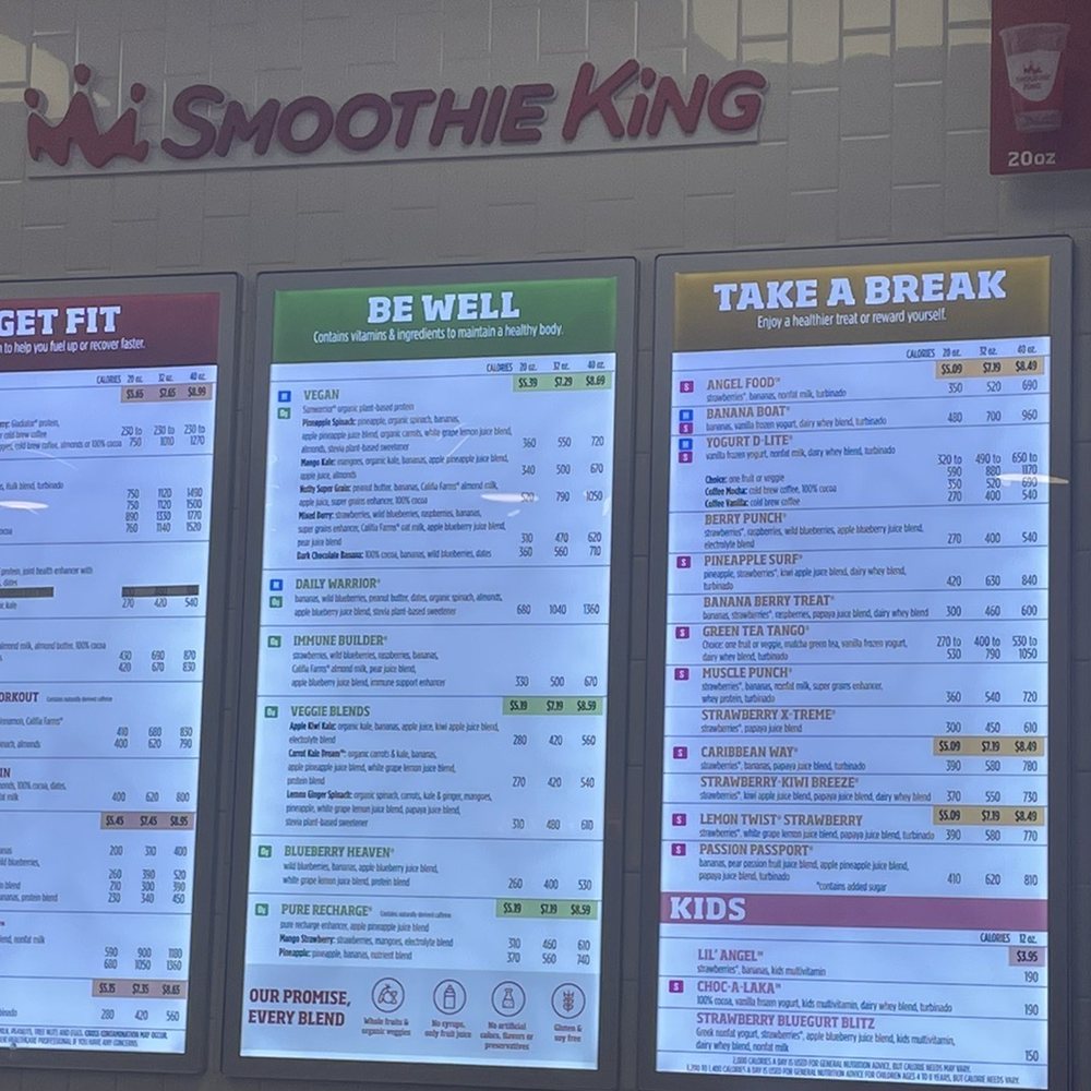 Smoothie King - menus on the wall - Health Markets Near Me - Alton, Illinois Smoothie King - menus on the wall - Health Markets Near Me - Alton, Illinois