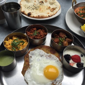 Pondicheri - Morning Thali with a corner of my man friend's delicious Butter Chicken - Indian Near Me - Houston, Texas Pondicheri - Morning Thali with a corner of my man friend's delicious Butter Chicken - Indian Near Me - Houston, Texas