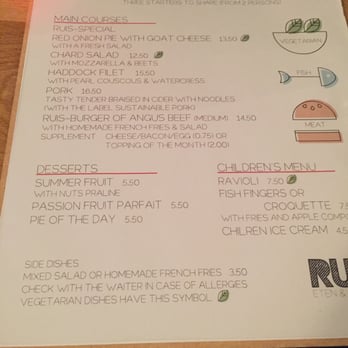 Ruis - Menu in English. - Gastropubs Near Me - Amsterdam, New Hampshire