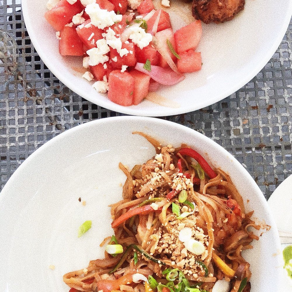 Gladstone Tavern - Pad Thai & butter milk chicken with watermelon salad . - New American Near Me - Gladstone, New Jersey