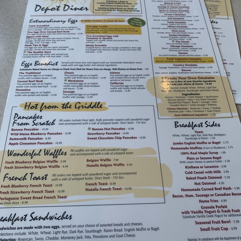 the menu of the restaurant