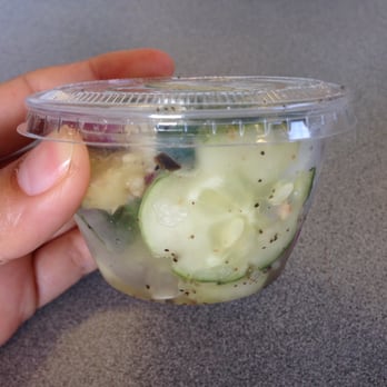 Bagel Cafe - This sad looking side of Japanese cucumber salad. If you want more, order by the pounds instead of ordering "a side of..." like I did. - Bagels Near Me - Herndon, Virginia Bagel Cafe - This sad looking side of Japanese cucumber salad. If you want more, order by the pounds instead of ordering "a side of..." like I did. - Bagels Near Me - Herndon, Virginia