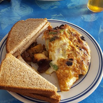Fishin' Pier Grille - Sundried tomato asparagus cheese omelet in front and "apple" French toast in back - Breakfast & Brunch Near Me - Avalon, New Jersey