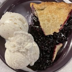 Fernleaf Bakery - Slice of warm blueberry pie with ice cream