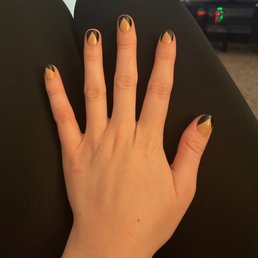 Gel manicure black french v shape