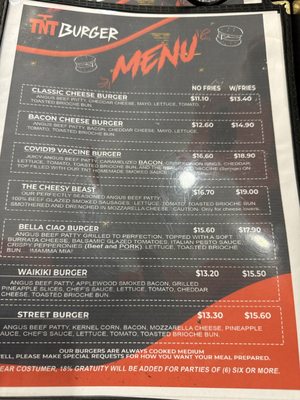 Menu photo 3 TNT Burger Tampa, FL Menu photo 3 TNT Burger Tampa, FL