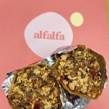 Alfalfa - Chorizo Breakfast Burrito: $11.50 - Donuts Near Me - Santa Monica, California Alfalfa - Chorizo Breakfast Burrito: $11.50 - Donuts Near Me - Santa Monica, California