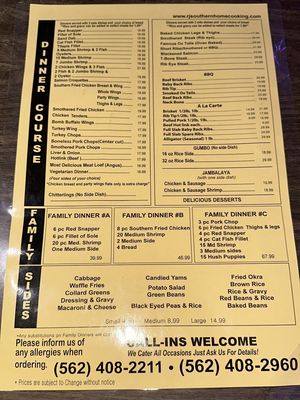 Menu photo 2 RJ Southern Home Cooking Downey, CA