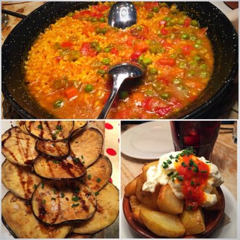 Casa Lola - Vegetarian paella, fried aubergine with honey, patata bravas. - Bars Near Me - Barcelona, B Casa Lola - Vegetarian paella, fried aubergine with honey, patata bravas. - Bars Near Me - Barcelona, B
