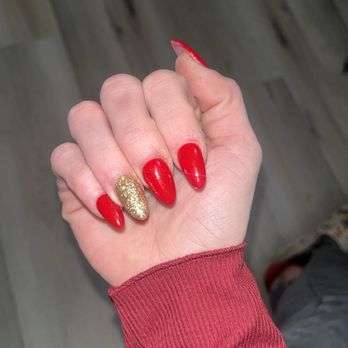 Brilliant Nails & Spa - Full acrylic set w/ glitter add on - Nail Salons Near Me - Las Vegas, Nevada