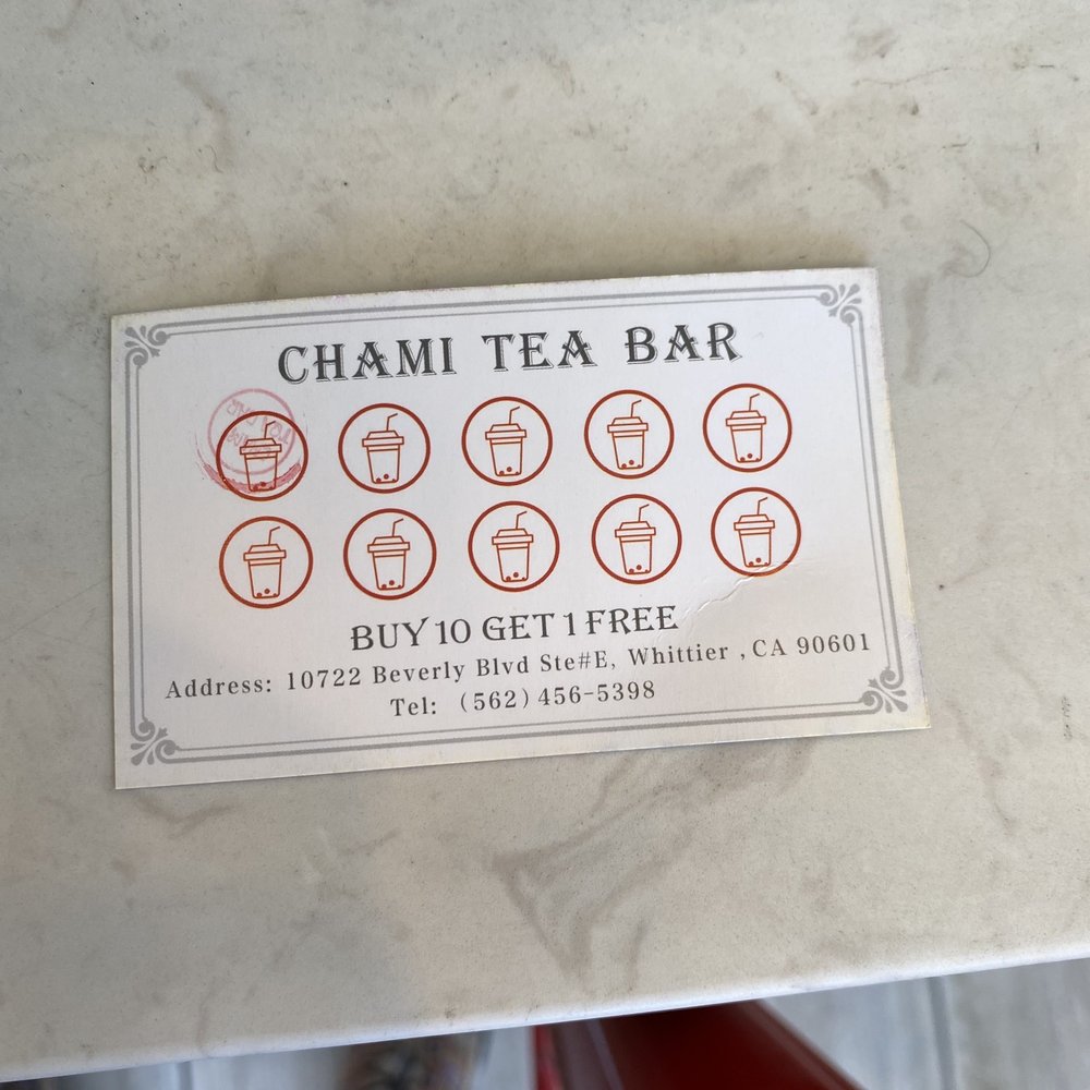 Chami Tea Bar - Stamp card! 11/8/21 - Bubble Tea Near Me - Whittier, California