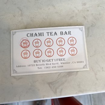 Chami Tea Bar - Stamp card! 11/8/21 - Bubble Tea Near Me - Whittier, California