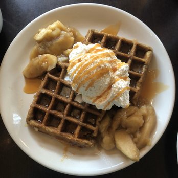 Lucky's Cafe - Ginger bread waffles with spiced apples and homemade whipped cream - Coffee & Tea Near Me - Cleveland, Ohio